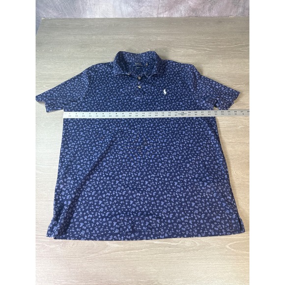 Polo Ralph Lauren Mens Classic Fit Floral Polo Shirt Navy Blue Large Cotton - Picture 8 of 11